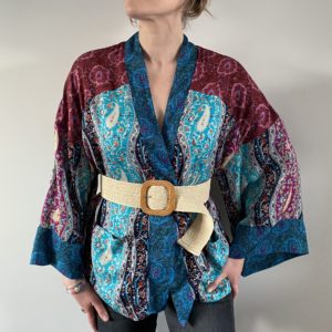 Ceinture élastique avec boucle en rotin