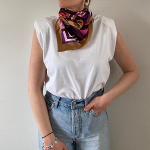 Foulard - Satiné à imprimé géométrique